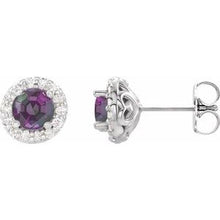 Load image into Gallery viewer, 14K White Alexandrite &amp; 1/6 CTW Diamond Earrings
