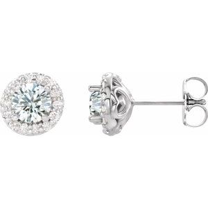 Platinum Sapphire & 1/4 CTW Diamond Earrings