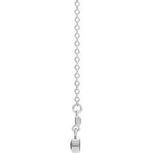 Load image into Gallery viewer, Sterling Silver Chatham¬Æ Created Blue Sapphire Bezel-Set 16&quot; Bar Necklace
