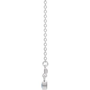 Sterling Silver Blue Zircon Bezel-Set 18" Bar Necklace