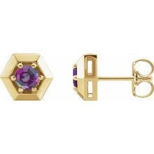 Load image into Gallery viewer, 14K Yellow Alexandrite Geometric Earrings
