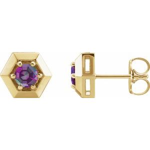 14K Yellow Alexandrite Geometric Earrings