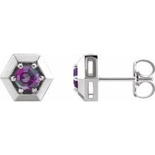 Load image into Gallery viewer, 14K White Alexandrite Geometric Earrings
