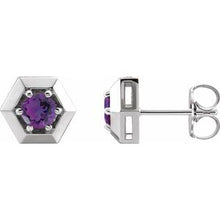 Load image into Gallery viewer, Sterling Silver Amethyst Geometric Earrings

