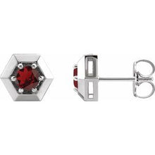 Load image into Gallery viewer, Sterling Silver Mozambique Garnet Geometric Earrings
