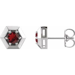 Sterling Silver Mozambique Garnet Geometric Earrings