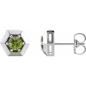 Sterling Silver Peridot Geometric Earrings
