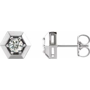 Platinum 1/2 CTW Diamond Geometric Earrings