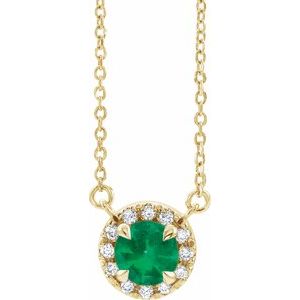 14K Yellow Emerald & 1/6 CTW Diamond 18