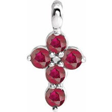 Charger l&#39;image dans la galerie, Sterling Silver Chatham¬Æ Created Ruby Cross Pendant
