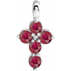 Sterling Silver Chatham¬Æ Created Ruby Cross Pendant