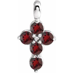Sterling Silver Garnet Cross Pendant