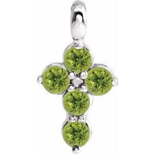 Sterling Silver Peridot Cross Pendant