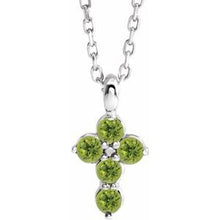 Charger l&#39;image dans la galerie, Sterling Silver Peridot Cross 16-18&quot; Necklace
