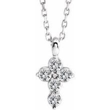 Load image into Gallery viewer, Sterling Silver White Sapphire Cross 16-18&quot; Necklace
