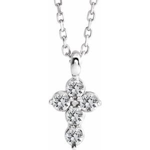 Sterling Silver White Sapphire Cross 16-18" Necklace