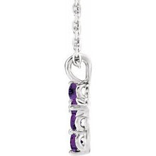 Charger l&#39;image dans la galerie, Sterling Silver Amethyst Cross 16-18&quot; Necklace
