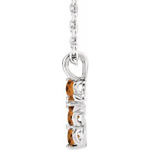 Sterling Silver Citrine Cross 16-18" Necklace