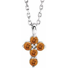 Charger l&#39;image dans la galerie, Sterling Silver Citrine Cross 16-18&quot; Necklace
