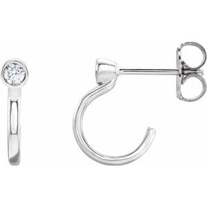 Bezel-Set Solitaire Hoop Earrings   