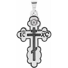 Load image into Gallery viewer, Sterling Silver Orthodox Cross Pendant with Black Inlay without Packaging
