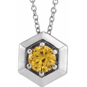 Sterling Silver Citrine Geometric 16-18