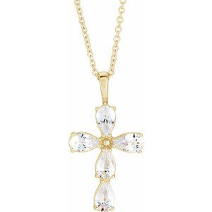 14K Yellow 1 CTW Diamond Cross 16-18