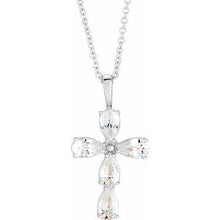 Load image into Gallery viewer, Sterling Silver 1 CTW Diamond Cross 16-18&quot; Necklace
