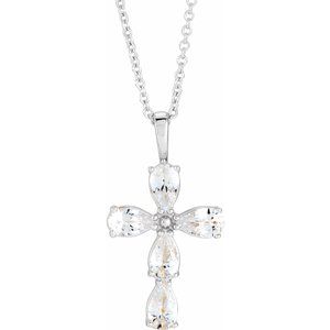 Sterling Silver 1 CTW Diamond Cross 16-18" Necklace