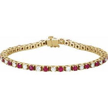 Load image into Gallery viewer, 14K Yellow Ruby &amp; 2 1/3 CTW Diamond Line 7&quot; Bracelet
