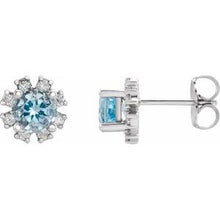 Load image into Gallery viewer, Platinum Aquamarine &amp; 1/2 CTW Diamond Earrings
