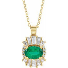 Load image into Gallery viewer, 14K Yellow Emerald &amp; 1/4 CTW Diamond 16-18&quot; Necklace
