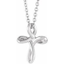 Load image into Gallery viewer, Sterling Silver 13.35x10.42 mm Youth Cross 16-18&quot; Necklace
