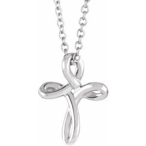 Sterling Silver 13.35x10.42 mm Youth Cross 16-18