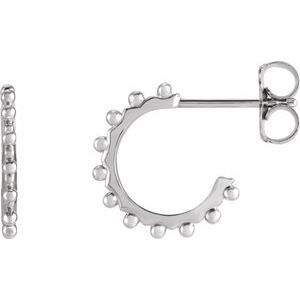 Sterling Silver 12.12 mm Beaded Hoop Earrings
