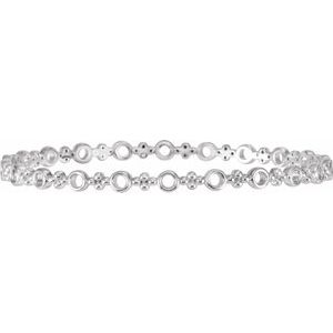Sterling Silver 4.4 mm Geometric Bangle 7