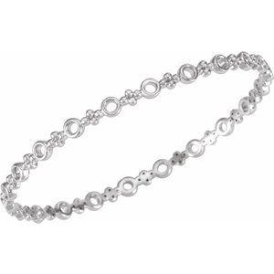 Sterling Silver 4.4 mm Geometric Bangle 7" Bracelet