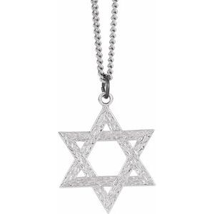Sterling Silver  29x26 mm Star of David 18" Necklace