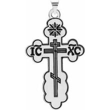 Load image into Gallery viewer, Sterling Silver Orthodox Cross Pendant with Black Inlay without Packaging
