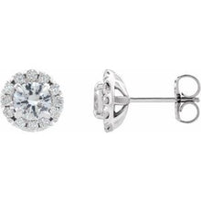 Load image into Gallery viewer, Platinum 1 1/4 CTW Diamond Halo-Style Earrings
