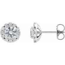Load image into Gallery viewer, Platinum 3/4 CTW Diamond Halo-Style Earrings
