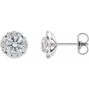 Platinum 3/4 CTW Diamond Halo-Style Earrings