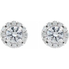 Load image into Gallery viewer, Sterling Silver 2 CTW Diamond Halo-Style Earrings
