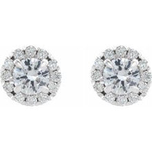 Load image into Gallery viewer, Platinum 3/4 CTW Diamond Halo-Style Earrings
