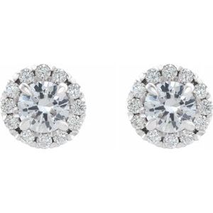 Platinum 3/4 CTW Diamond Halo-Style Earrings