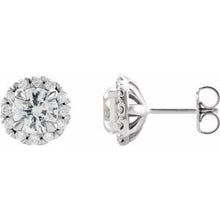 Load image into Gallery viewer, Platinum Sapphire &amp; 1/3 CTW Diamond Earrings
