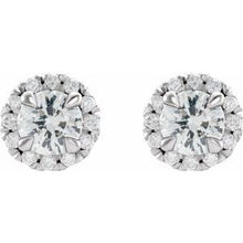 Load image into Gallery viewer, Platinum Sapphire &amp; 1/3 CTW Diamond Earrings
