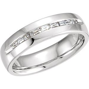 14K White 6 mm 3/8 CTW Diamond Channel-Set Band Size 11