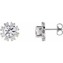 Load image into Gallery viewer, Platinum Sapphire &amp; 1/2 CTW Diamond Earrings
