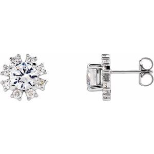 Platinum Sapphire & 1/2 CTW Diamond Earrings